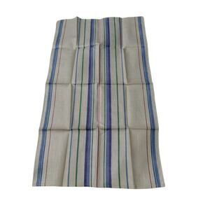 40s 50s Pure Linen Striped Tea Towel Unused French Tea Towel Stripes on Cream